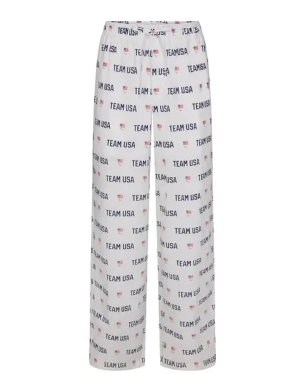 NWT SKIMS White Pajama Bottoms with Red & Blue Team USA Print PANTS ONLY Sz XS